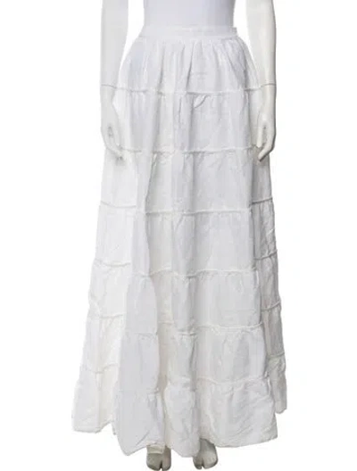 Pre-owned Dissh Linen Long Skirt In White
