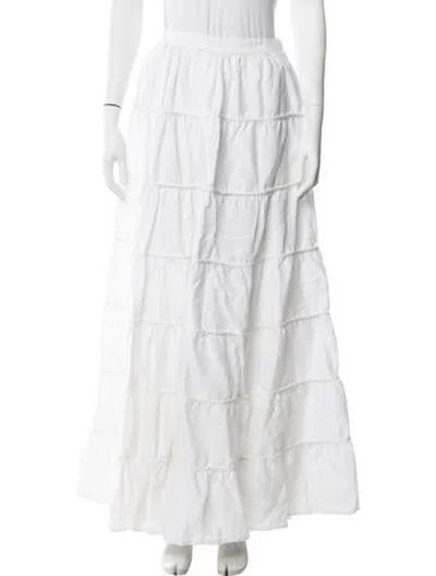 Pre-owned Dissh Linen Long Skirt In White
