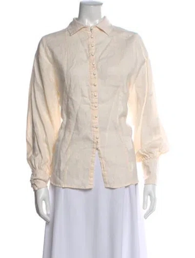 Pre-owned Dissh Linen Long Sleeve Button-up Top In Neutral