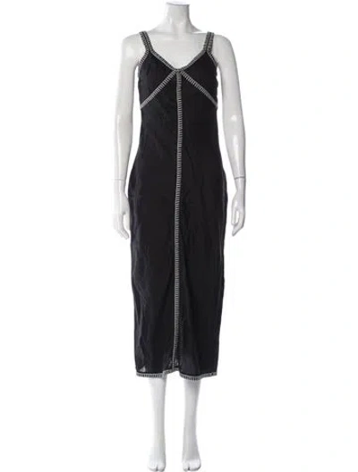 Pre-owned Dissh Linen Midi Length Dress In Black