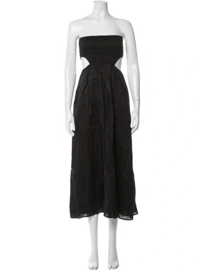 Pre-owned Dissh Linen Midi Length Dress In Black
