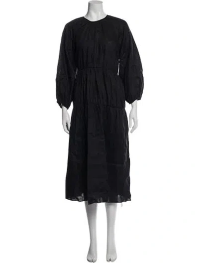 Pre-owned Dissh Linen Midi Length Dress In Black