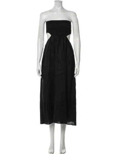 Pre-owned Dissh Linen Midi Length Dress In Black