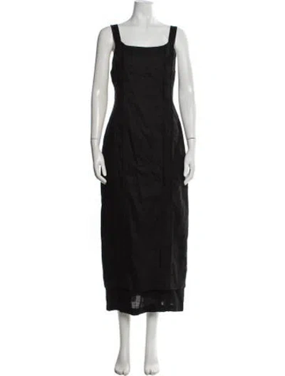Pre-owned Dissh Linen Midi Length Dress In Black