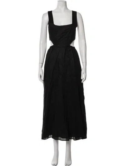 Pre-owned Dissh Linen Midi Length Dress In Black