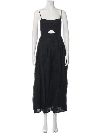 Pre-owned Dissh Linen Midi Length Dress In Black