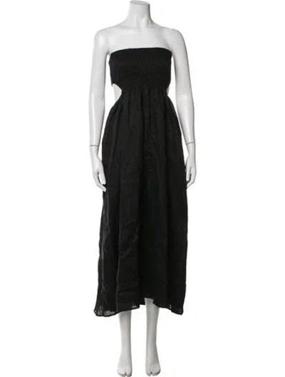 Pre-owned Dissh Linen Midi Length Dress In Black