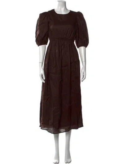 Pre-owned Dissh Linen Midi Length Dress In Brown