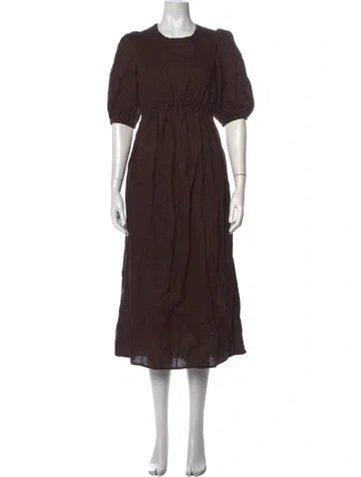 Pre-owned Dissh Linen Midi Length Dress In Brown