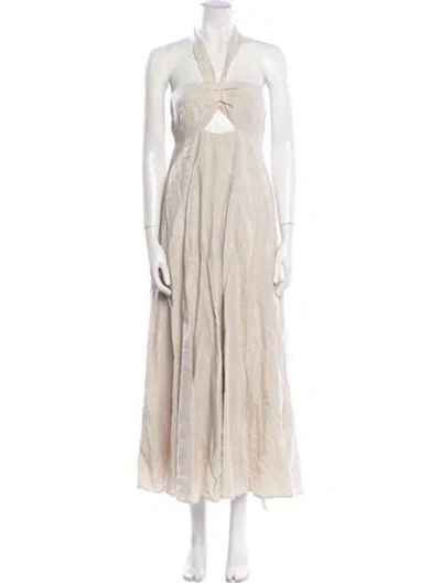 Pre-owned Dissh Linen Midi Length Dress In Neutral