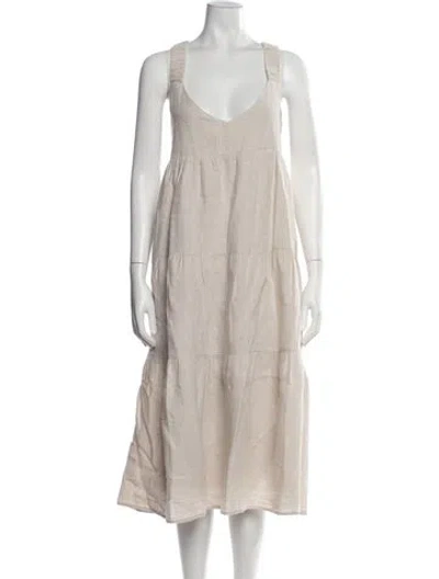 Pre-owned Dissh Linen Midi Length Dress In Neutrals