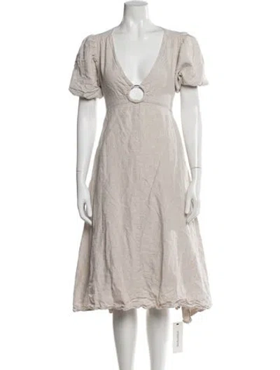 Pre-owned Dissh Linen Midi Length Dress In Neutrals