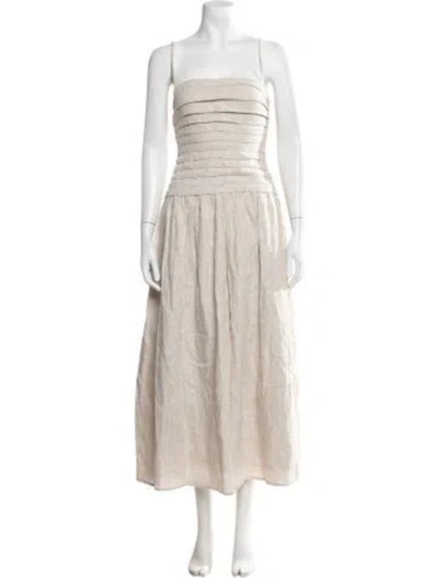 Pre-owned Dissh Linen Midi Length Dress In Neutrals