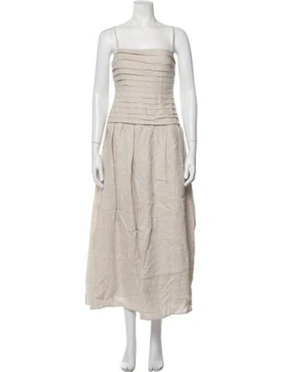 Pre-owned Dissh Linen Midi Length Dress In Neutrals