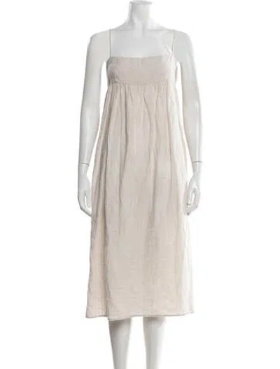 Pre-owned Dissh Linen Midi Length Dress In Neutrals