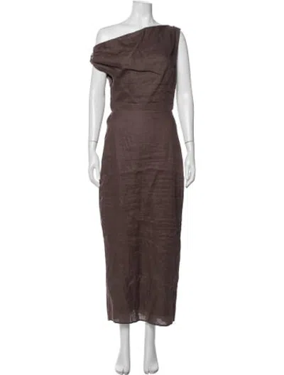 Pre-owned Dissh Linen Midi Length Dress W/ Tags In Brown