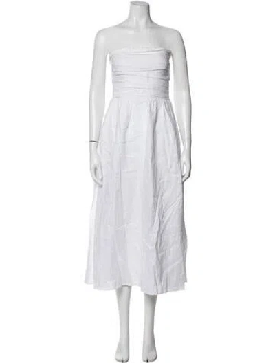 Pre-owned Dissh Linen Midi Length Dress In White