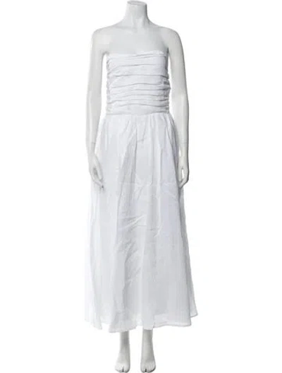 Pre-owned Dissh Linen Midi Length Dress In White