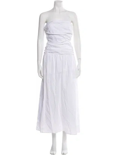 Pre-owned Dissh Linen Midi Length Dress In White