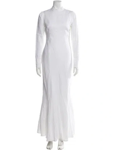 Pre-owned Dissh Linen Midi Length Dress In White