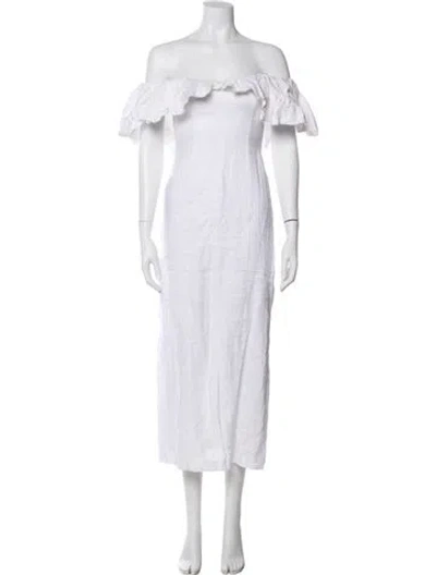 Pre-owned Dissh Linen Midi Length Dress In White