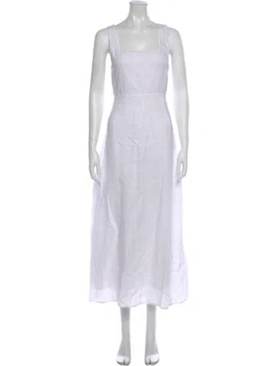 Pre-owned Dissh Linen Midi Length Dress In White