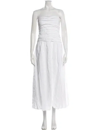 Pre-owned Dissh Linen Midi Length Dress In White