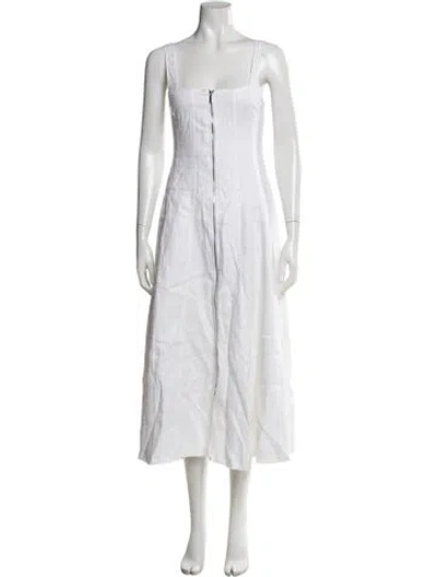 Pre-owned Dissh Linen Midi Length Dress In White