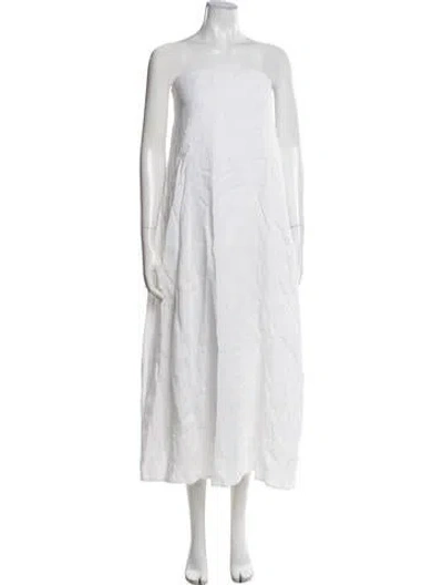 Pre-owned Dissh Linen Midi Length Dress In White