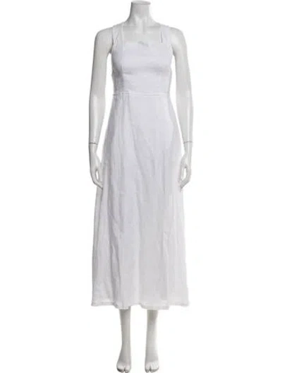 Pre-owned Dissh Linen Midi Length Dress In White