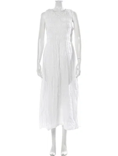 Pre-owned Dissh Linen Midi Length Dress In White