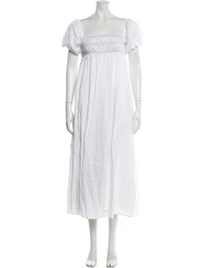 Pre-owned Dissh Linen Midi Length Dress In White