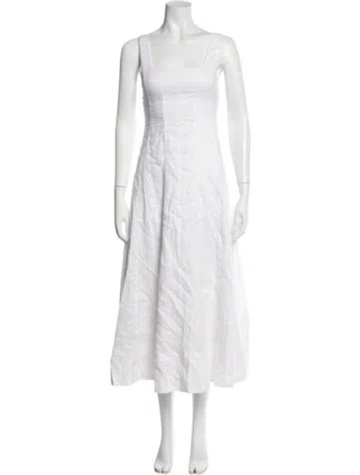 Pre-owned Dissh Linen Midi Length Dress In White
