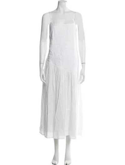Pre-owned Dissh Linen Midi Length Dress In White