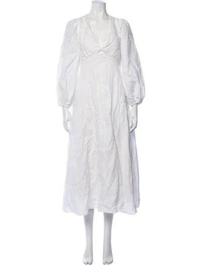 Pre-owned Dissh Linen Midi Length Dress In White