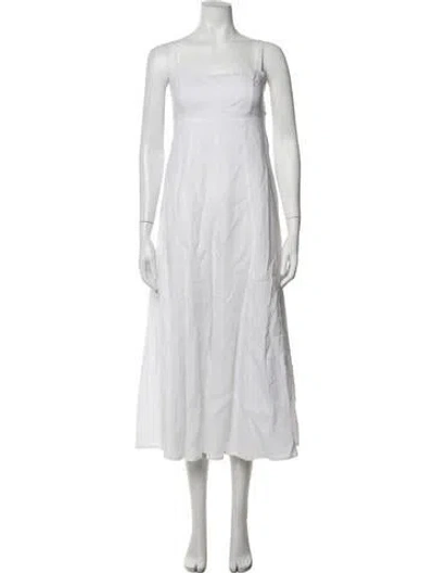 Pre-owned Dissh Linen Midi Length Dress In White