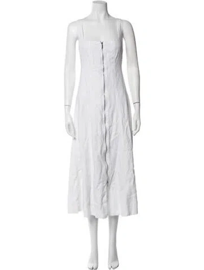 Pre-owned Dissh Linen Midi Length Dress In White