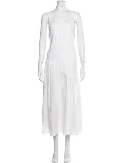Pre-owned Dissh Linen Midi Length Dress In White
