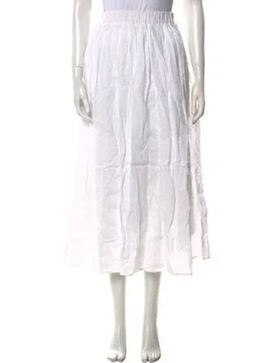 Pre-owned Dissh Linen Midi Length Skirt In White