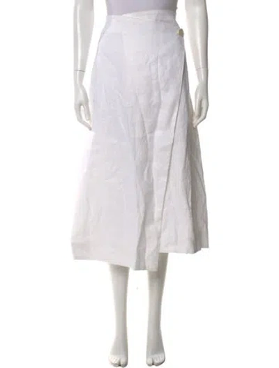 Pre-owned Dissh Linen Midi Length Skirt In White
