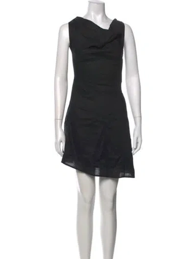 Pre-owned Dissh Linen Mini Dress In Black