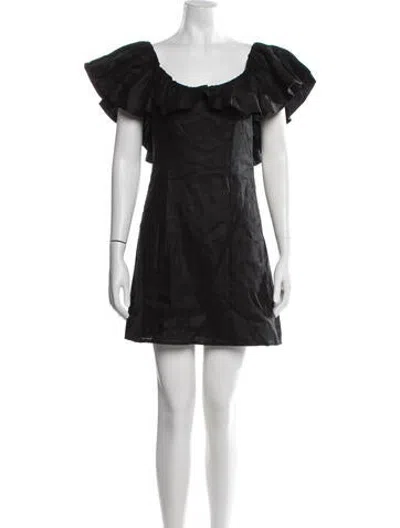 Pre-owned Dissh Linen Mini Dress In Black