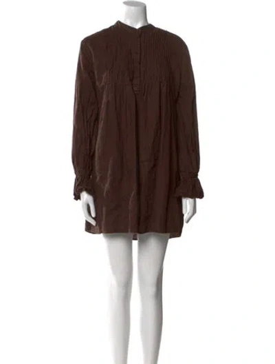 Pre-owned Dissh Linen Mini Dress In Brown