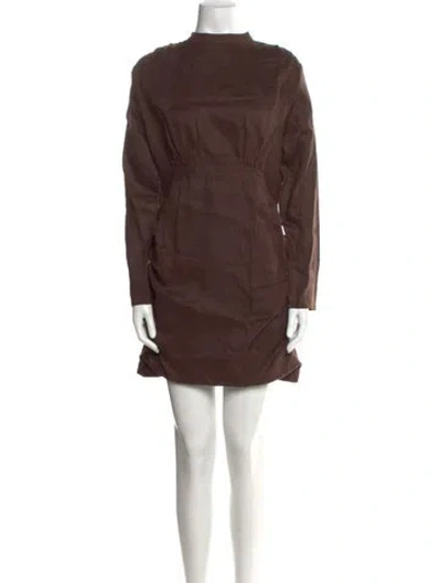 Pre-owned Dissh Linen Mini Dress In Brown