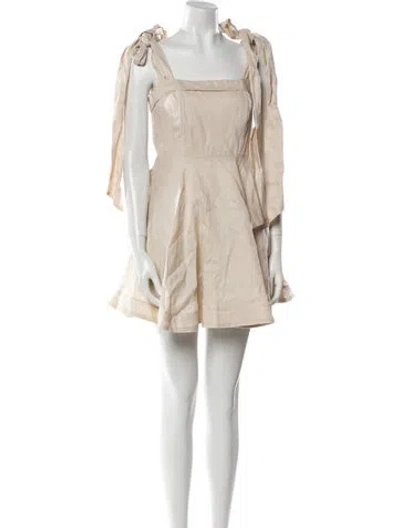 Pre-owned Dissh Linen Mini Dress In Brown