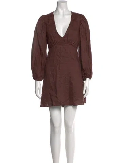 Pre-owned Dissh Linen Mini Dress In Brown