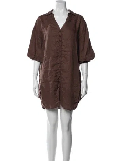Pre-owned Dissh Linen Mini Dress In Brown