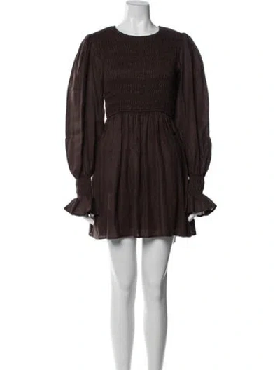 Pre-owned Dissh Linen Mini Dress In Brown