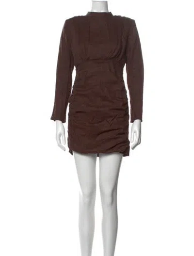 Pre-owned Dissh Linen Mini Dress In Brown