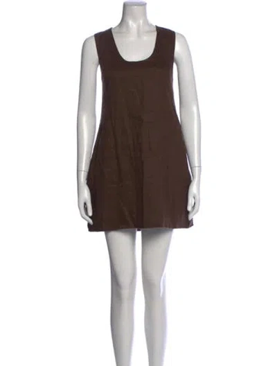 Pre-owned Dissh Linen Mini Dress In Brown